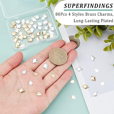 80Pcs 4 Styles Brass Charms KK-FH0003-80-1