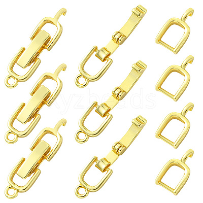 10Pcs Rack Plating Brass Fold Over Clasps KK-SC0006-67G-1