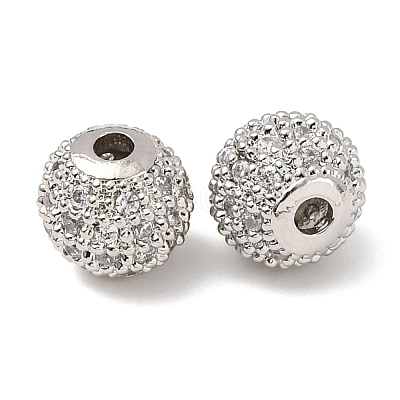 Round Brass Micro Pave Cubic Zirconia Beads X-ZIRC-N016-01P-8mm-1