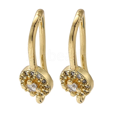 Rack Plating Brass Micro Pave Clear Cubic Zirconia Earring Hooks KK-A231-10G-1