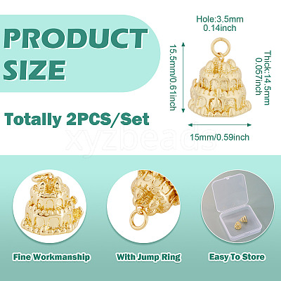 2 Pcs Brass Pendants KK-TA0003-11G-1