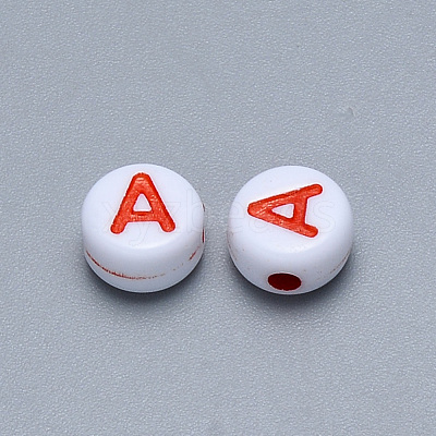 Craft Acrylic Horizontal Hole Letter Beads X-SACR-S201-11A-1