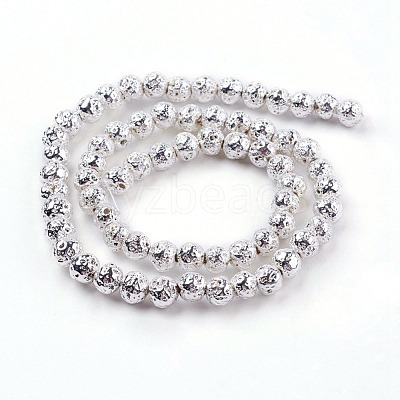 Electroplated Natural Lava Rock Bead Strands G-E429-01-6mm-S-1