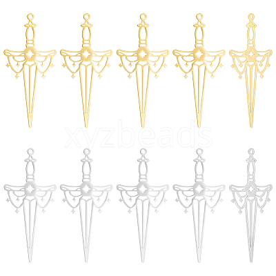 20Pcs 2 Colors 304 Stainless Steel Big Pendants STAS-UN0051-35-1