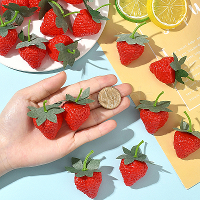 20Pcs Resin Simulated Strawberry AJEW-SP0003-29-1