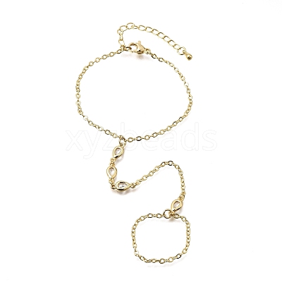 Brass Micro Pave Cubic Zirconia Mittens Bracelets BJEW-C156-01G-03-1