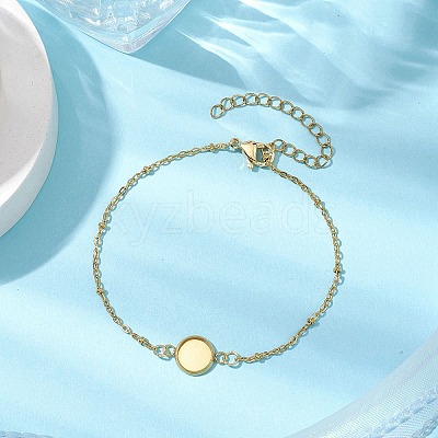 304 Stainless Steel Round Cabochon Setting Bracelets BJEW-JB11092-01-1