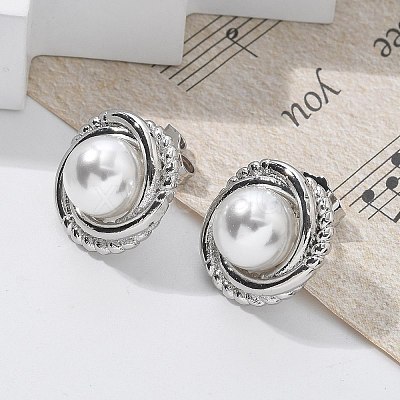 Brass Stud Earrings EJEW-R016-18P-1