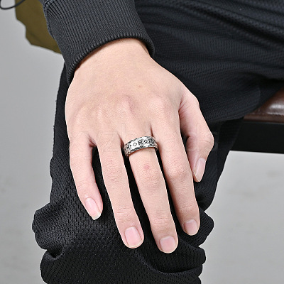 Viking Word Pattern 304 Stainless Steel Finger Rings for Men FS-WG08DAB-07-1