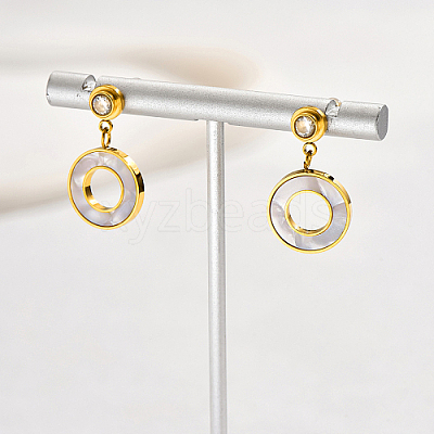 Cubic Zirconia Donut Dangle Stud Earrings NH4913-1