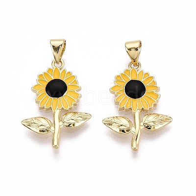 Brass Enamel Pendants KK-T071-109G-1