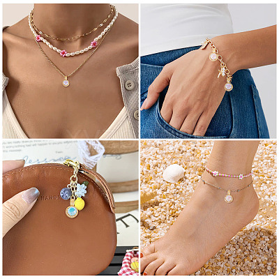 3Pcs 3 Colors Brass Micro Pave Cubic Zirconia Pendants KK-TA0008-25-1