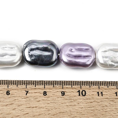 Electroplated Glass Shell Pearl Beads Strands BSHE-B009-F05-01-1