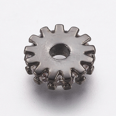 Brass Micro Pave Cubic Zirconia Bead Spacers ZIRC-E143-21B-1