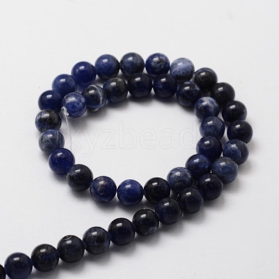 Natural Sodalite Round Beads Strands X-G-E329-8mm-39-1