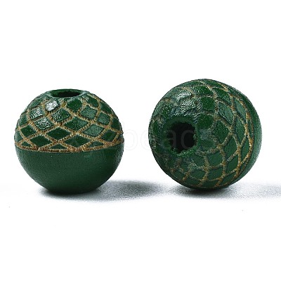Painted Natural Wood Beads WOOD-S057-072J-1