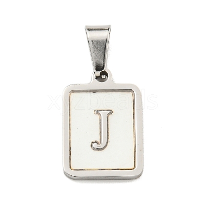 304 Stainless Steel Pave Natural White Shell Pendants STAS-S130-03P-J-1