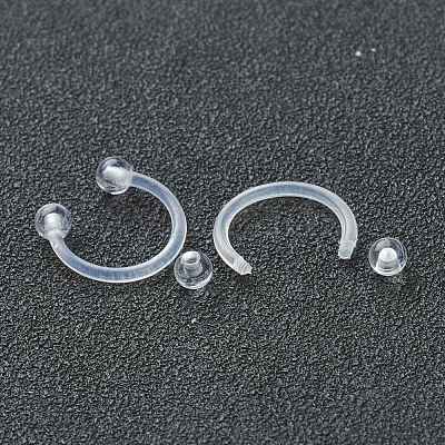 Acrylic Circular/Horseshoe Barbell with Double Round Ball AJEW-P084-04B-1
