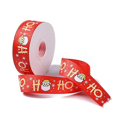 25 Yards Christmas Theme Printed Polyester Grosgrain Ribbon OCOR-C004-02D-1