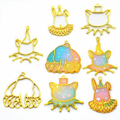 Alloy Open Back Bezel Pendants PALLOY-E524-D04-G-1