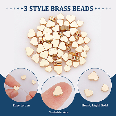 60Pcs 3 Style Brass Beads KK-AR0003-31-1