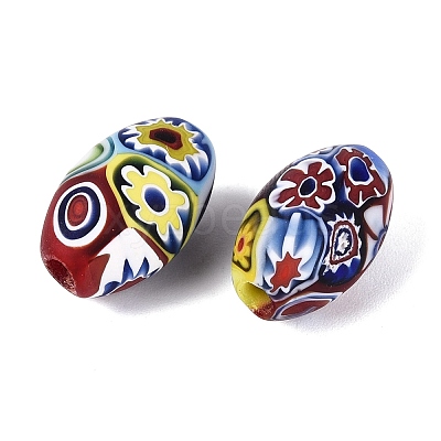 Handmade Millefiori Glass Oval Beads LA-N001-03B-1