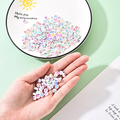 White Opaque Acrylic Beads MACR-YW0001-20D-1