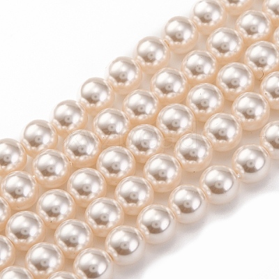 Baking Paint Pearlized Glass Pearl Round Bead Strands PEAR-H019-02B-02-1
