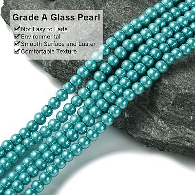 Eco-Friendly Dyed Glass Pearl Round Beads Strands HY-A002-4mm-RB073-1