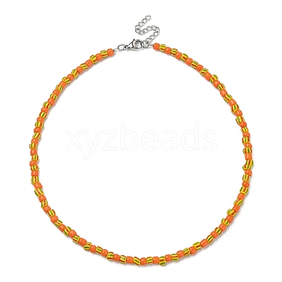 Glass Seed Beaded Necklace with 304 Stainless Steel Clasps NJEW-JN04428-1