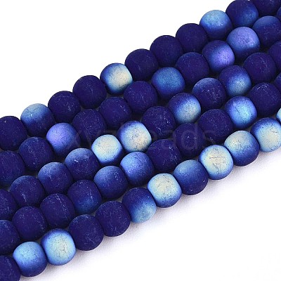 Frosted Opaque Glass Beads Strands GLAA-T032-P4mm-MBB03-1