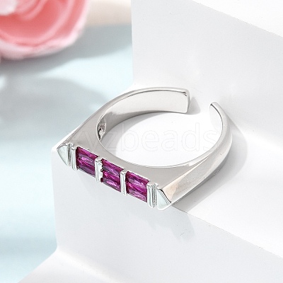 Brass Micro Pave Cubic Zirconia Cuff Open Rings for Women RJEW-L343-02P-05-1