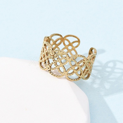 304 Stainless Steel Open Cuff Rings for Women RJEW-K309-10B-G-1