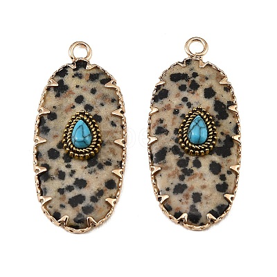 Natural Dalmatian Jasper & Synthetic Turquoise Carved Pendants GG-CBA5963-02C-1