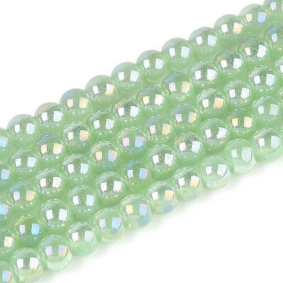 Electroplate Imitation Jade Glass Beads Strands GLAA-T032-J4mm-AB03-1