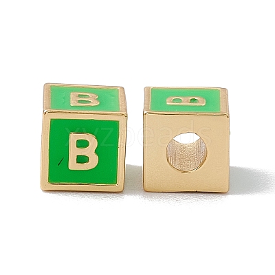 Rack Plating Brass Enamel Beads KK-B060-04G-02B-1