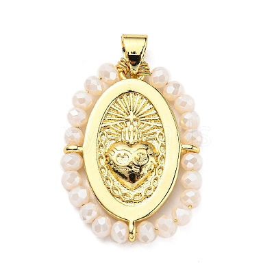 Brass with Glass Pendants KK-G472-03G-02-1
