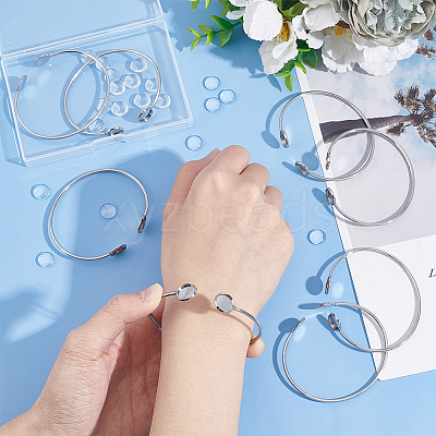 8Pcs Adjustable 304 Stainless Steel Cuff Bangle Making STAS-UN0040-43-1