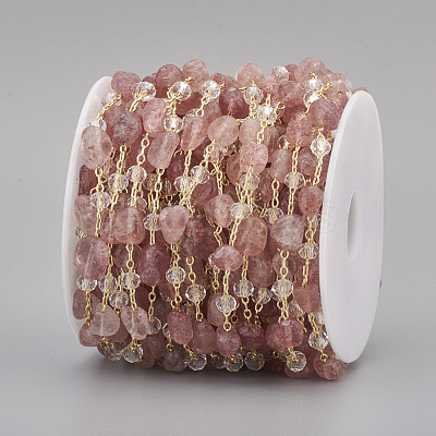 Handmade Natural Strawberry Quartz Beaded Chains CHC-I031-11D-1