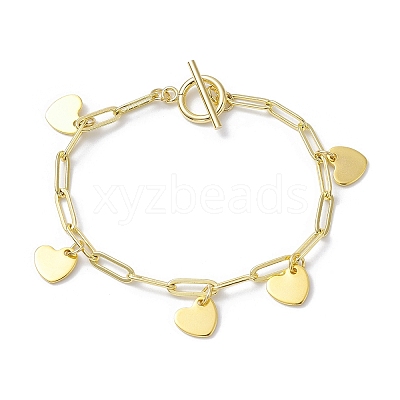 Golden 304 Stainless Steel Charm Bracelets with Brass Paperclip Chains BJEW-JB10031-04-1