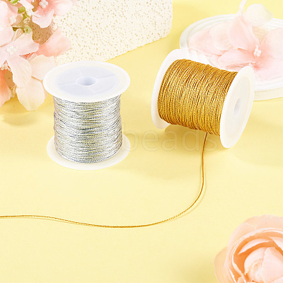 2 Rolls 2 Colors 12-Ply Round PET Metallic Thread MCOR-TA0001-03D-1