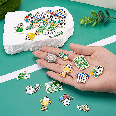 32Pcs 8 Styles Alloy Enamel Pendants ENAM-TA0003-82-1