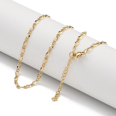 304 Stainless Steel Dapped Chain Necklaces NJEW-H043-02P-1