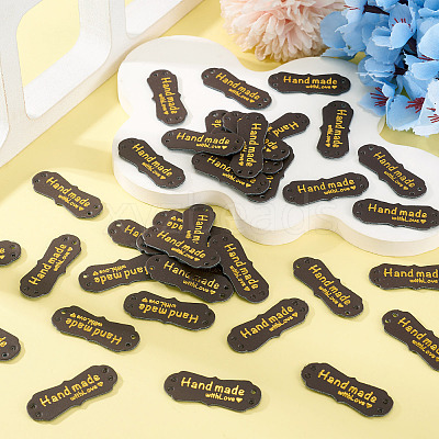 40Pcs PU Leather Craft Label Tags DIY-TADJ0001-22D-1