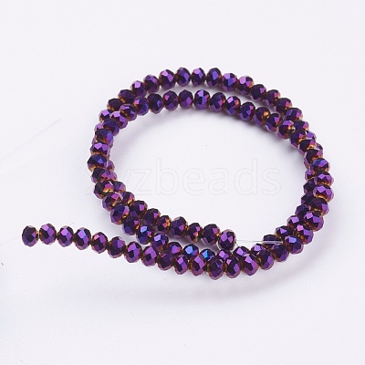 Faceted Rondelle Electroplate Glass Beads Strands X-EGLA-D020-3x2mm-84-1