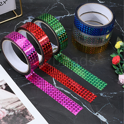 50M Laser Shining Bopp Plastic Scrapbook Decorative Adhesive Tapes AJEW-WH20002-57A-06-1