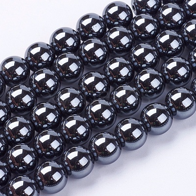 Non-Magnetic Synthetic Hematite Beads Strands G-H1623-8mm-3-1