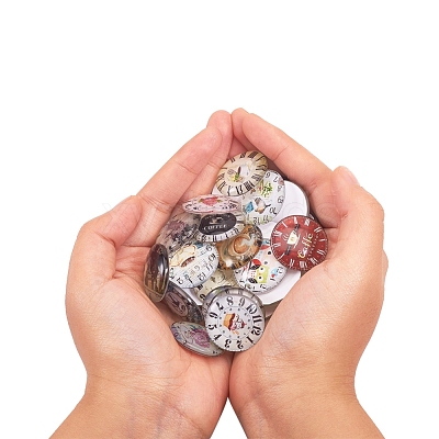 Printed Picture Glass Cabochons GGLA-YW0001-01B-1