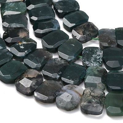 Natural Moss Agate Beads Strands G-C285-A13-01-1