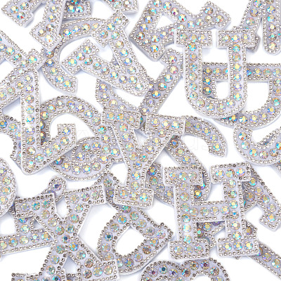 Alphabet Resin Rhinestone Patches DIY-TAC0005-45D-1